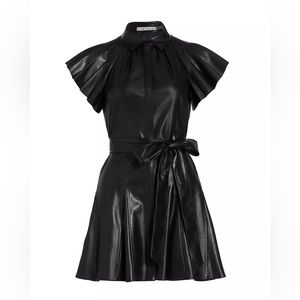 Alice + Olivia McKell Belted Faux Leather Minidress